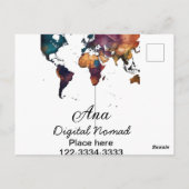 Carte Postale Plan du monde ajouter votre nom texte place téléph (Dos)