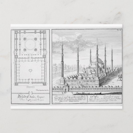 Carte Postale Plan et vue sur la Mosquée Bleue (1609-16), constr (Devant)