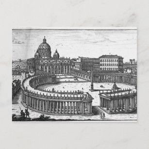 Carte Postale Plan original de Bernini pour le Carré de Saint-Pi