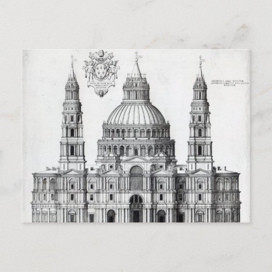 Carte Postale Plan pour Saint-Pierre, Rome, 1539 (Devant)