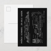 Carte Postale "Plan" technique du wagon de train PTW Schnabel (Devant / Derrière)