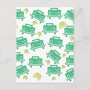 Carte Postale Planche à roulettes avec boombox avec motif de coe