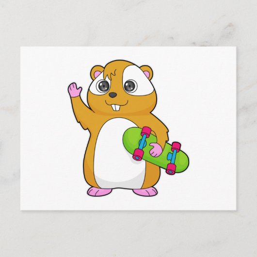 Carte Postale Planche à roulettes Hamster Skater (Devant)