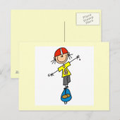 Carte Postale Planche à roulettes Stick Figure (Devant / Derrière)