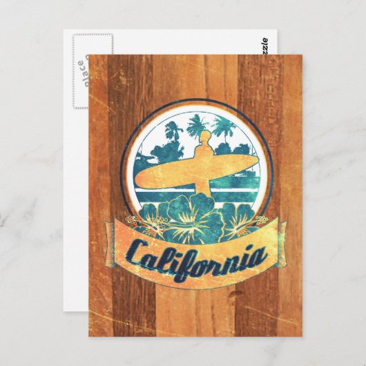 Carte Postale Planche de surf californienne (Devant / Derrière)