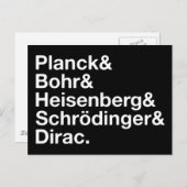 Carte Postale Planck & Bohr & Heisenberg & Schrödinger & Dirac (Devant / Derrière)