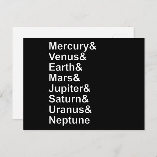 Carte Postale Planet Names Ampersand - Solar System Planets (Devant / Derrière)