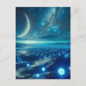 Carte Postale Planète Alien et LIformes Aliens en bleu (Devant)