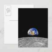 Carte Postale Planète Earth Rising Over Moon (Devant / Derrière)