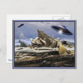 Carte Postale Planète étrange - visite d'UFO (Devant / Derrière)