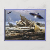 Carte Postale Planète étrange - visite d'UFO (Devant)