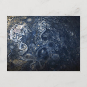 Carte Postale Planète Jupiter Blues Blue White Juno Cam Swirling