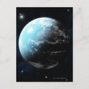 Carte Postale Planète Terre avec étoiles tout autour