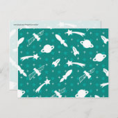 Carte Postale Planètes d'astronautes de l'espace turquoise bleu (Devant / Derrière)