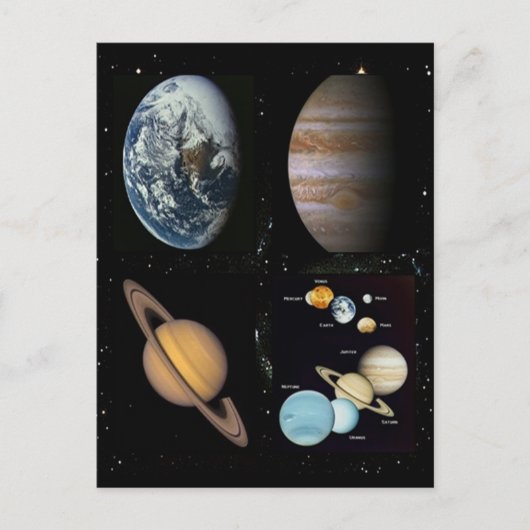 Carte Postale Planètes système solaire collage (Devant)