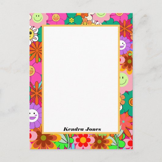 Carte Postale Planificateur de fleurs hippie retro Super Boho (Devant)