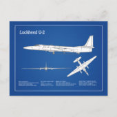 Carte Postale Plans de conception d'avion U-2 Dragon Lady ABD (Devant)