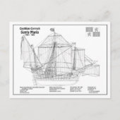 Carte Postale Plans de conception du navire Santa Maria BD (Devant)