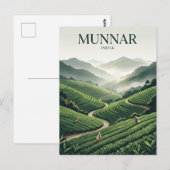 Carte Postale Plantation de thé de Munnar Inde (Devant / Derrière)