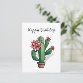 Carte Postale Plante de Cactus Fleurissant Joyeux Anniversaire  (Debout devant)