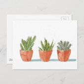 Carte Postale Plante de cactus Succulent à l'aquarelle (Devant / Derrière)