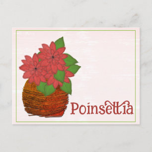 Carte Postale Plante de Poinsettia Aquarelle Décembre Anniversai