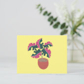 Carte Postale Plante en pot rose et verte panachée Monstera (Debout devant)