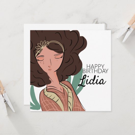 Carte postale plante femme amoureuse de caractères (Devant/Arrière en situation)