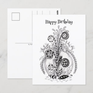 Carte Postale Plante florale au design Tangle -