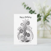 Carte Postale Plante florale au design Tangle - (Debout devant)