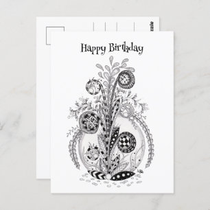 Carte Postale Plante florale en Tangle Design.