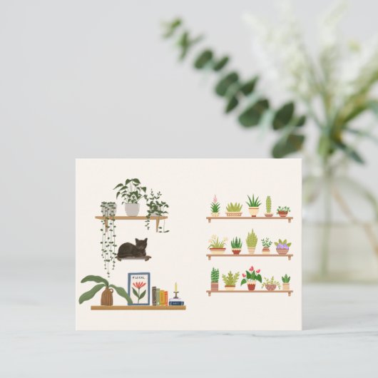 Carte Postale Plantes, Chats Et Livres - Boisson Chat esthétique (Debout devant)