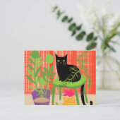 Carte Postale Plantes de maison de chat noir (Debout devant)