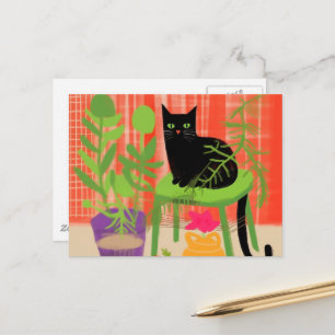 Carte Postale Plantes de maison de chat noir