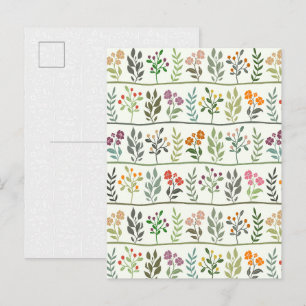 Carte Postale Plantes d'Herbier Botanique Colorées