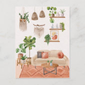 Carte Postale Plantes d'intérieur à l'aquarelle dans une maison  (Devant)