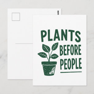 Carte Postale Plantes drôles avant les gens Art de tampon à encr