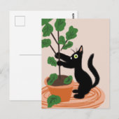 Carte Postale Plantes en pot d'arbre à figues de chat drôle dess (Devant / Derrière)