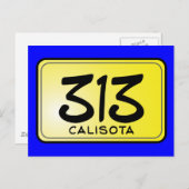 Carte Postale Plaque de licence Calisota 313 (Devant / Derrière)