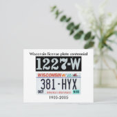 Carte Postale Plaque de licence du Wisconsin Centennial (Debout devant)