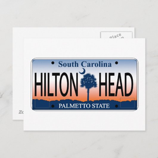 Carte Postale Plaque de licence HILTON HEAD (Devant / Derrière)