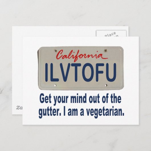 Carte Postale Plaque de licence ILVTOFU California (Devant / Derrière)