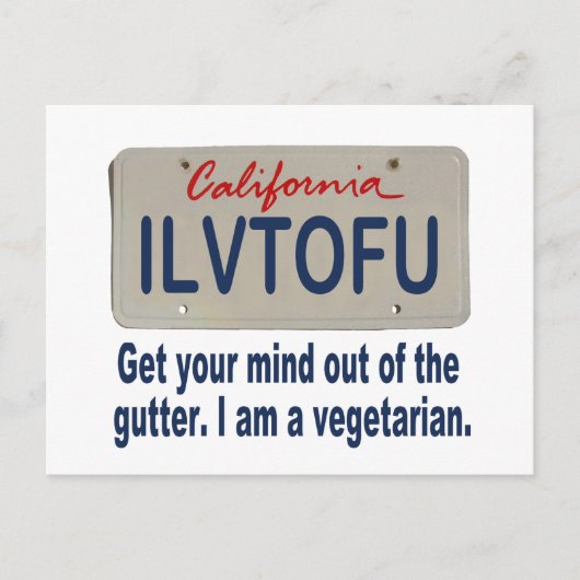 Carte Postale Plaque de licence ILVTOFU California (Devant)