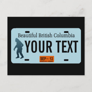 Carte Postale Plaque de licence Sasquatch de la Colombie-Britann