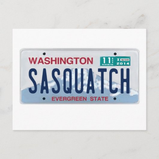 Carte Postale Plaque de licence Washington Sasquatch (Devant)