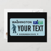 Carte Postale Plaque de licence Washington Sasquatch (Devant / Derrière)
