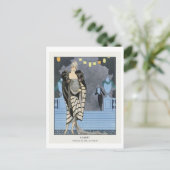 Carte Postale Plaque de mode Art déco du manteau du soir par Bar (Debout devant)