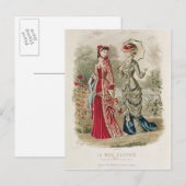 Carte Postale Plaque de mode montrant des casquettes et des robe (Devant / Derrière)