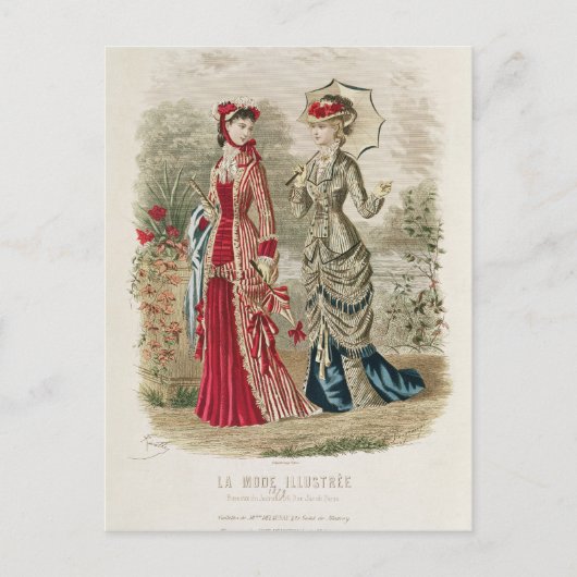 Carte Postale Plaque de mode montrant des casquettes et des robe (Devant)