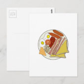Carte Postale Plaque de petit-déjeuner anglaise frite (Devant / Derrière)